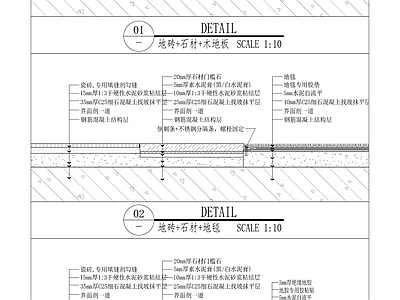 楼梯间梯步挡水节点做法 施工图