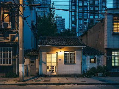 室外老城区街道外景
