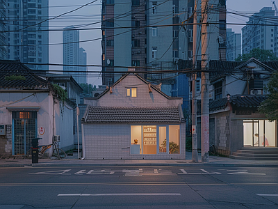 室外老城区街道外景
