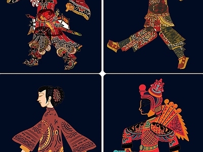 国粹皮影人物图案
