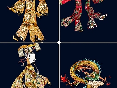 国粹皮影人物图案
