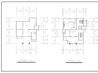 11mx14m三层含地下室别墅建筑  施工图