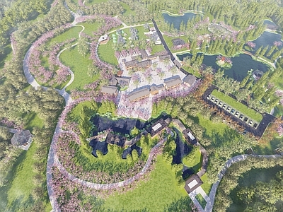 新中式乡村民宿景观 乡村文旅景观 桃花主题度假区 乡村度假景观