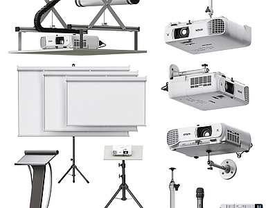 投影设备 投影仪 屏幕 三角支架 麦克风 遥控器