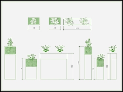 植物 架 盆栽 盆景 盆 绿植 施工图