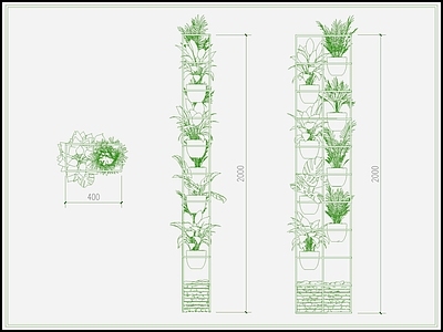 植物 架 盆栽 盆景 盆 绿植 施工图