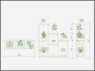 植物 架 盆栽 盆景 盆 绿植 施工图