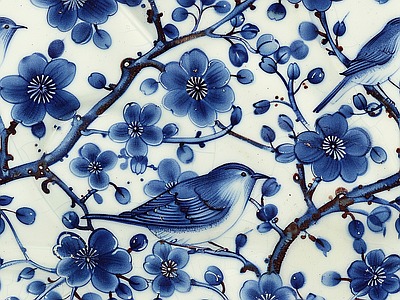 青花瓷花鸟图案