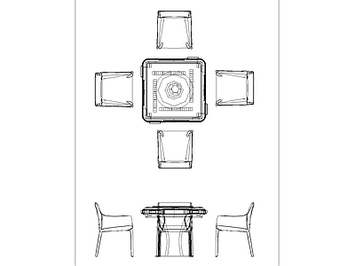 麻将桌 棋牌桌 施工图
