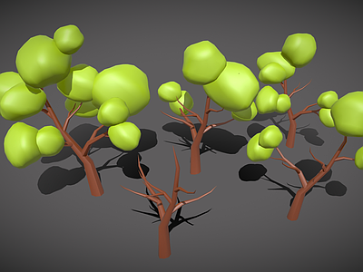 低聚树 卡通树 树 风格化树 卡通树林 程式化树 卡通植物