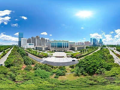 HDR白天城市休闲广场全景