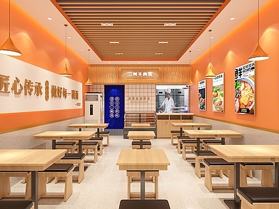 现代风格兰州拉面店 快餐店 兰州牛肉面馆 椅 发光灯箱
