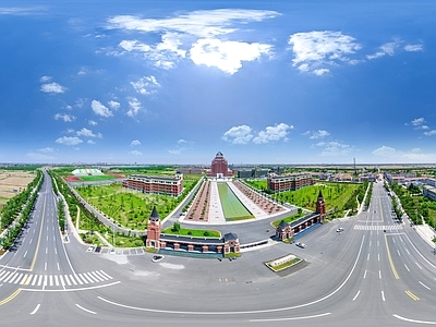 HDR白天城市休闲广场全景