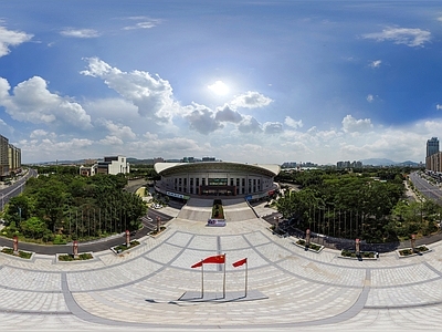 HDR白天城市休闲广场全景