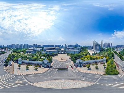 HDR白天城市休闲广场全景