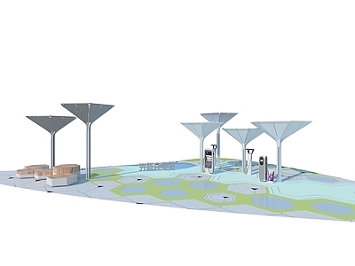 现代户外遮阳棚廊架停车棚充电桩光能充电站座椅