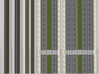 现代道路 沥青道路 人行道 双行道 三行道 路面 斑马线 绿化带