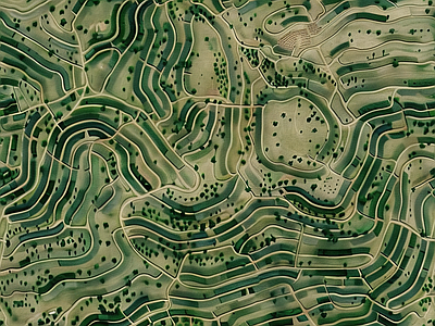 无缝干旱地区梯田卫星地图 自然元素