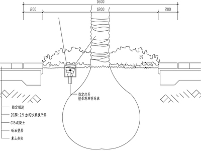 树池种植土球剖面 施工图