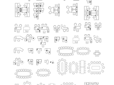 办公桌椅 施工图 办公家具 办公家具图库
