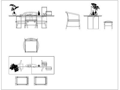 新中式茶桌椅 施工图