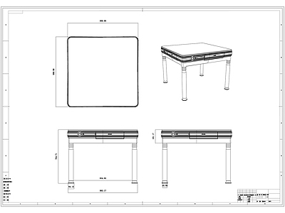 餐桌麻将机线稿图设计 施工图