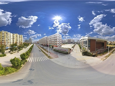 HDR城市小区社区广场全景