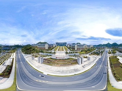 HDR城市小区社区广场全景