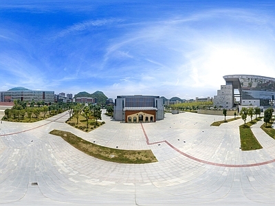 HDR城市小区社区广场全景
