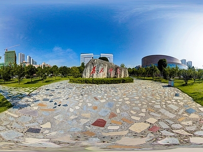 HDR城市小区社区广场全景