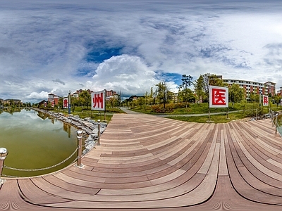 HDR城市小区社区广场全景