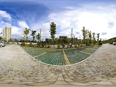 HDR城市小区社区广场全景