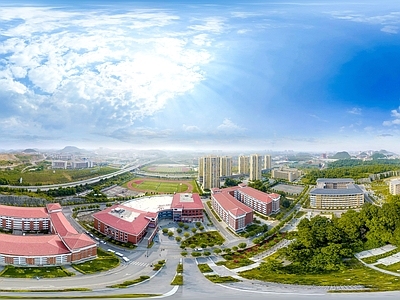 HDR城市小区社区广场全景