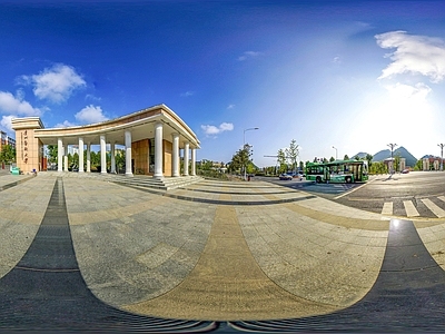 HDR城市小区社区广场全景