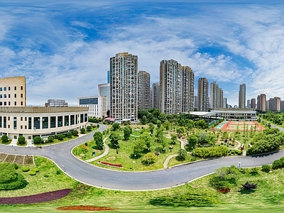 HDR城市小区社区广场全景