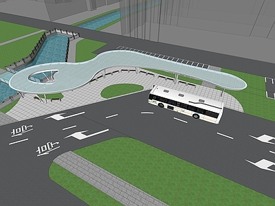 现代公交站台 景观廊架钢结构