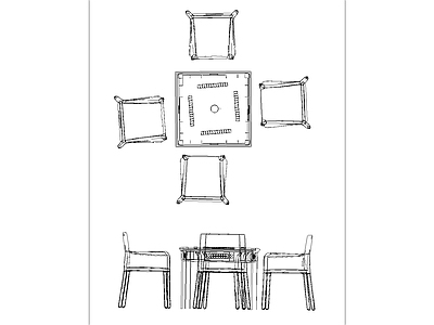 麻将桌 棋牌桌 施工图