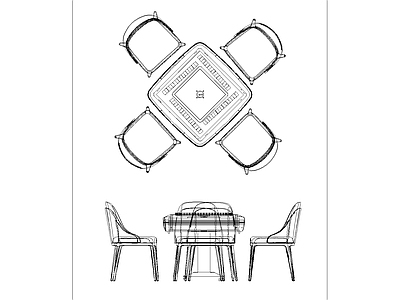 麻将桌 棋牌桌 施工图