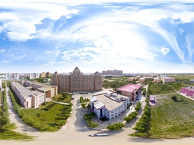 HDR城市小区社区广场全景