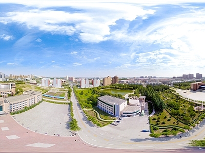 HDR城市小区社区广场全景