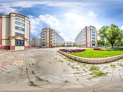 HDR城市小区社区广场全景