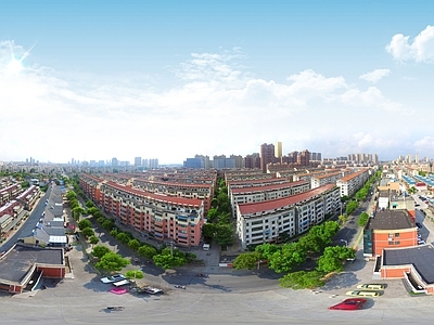 HDR城市小区社区广场全景