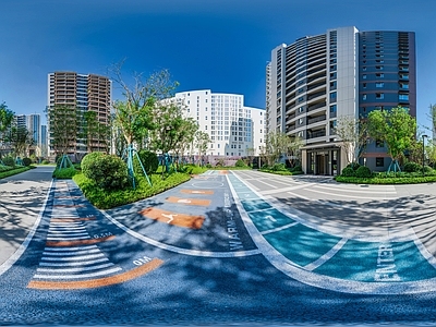 HDR城市小区社区广场全景