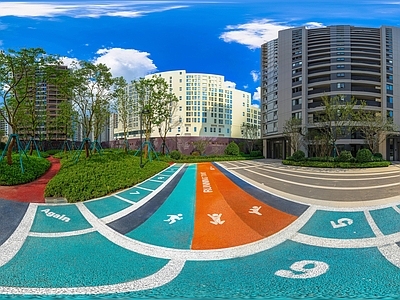 HDR城市小区社区广场全景