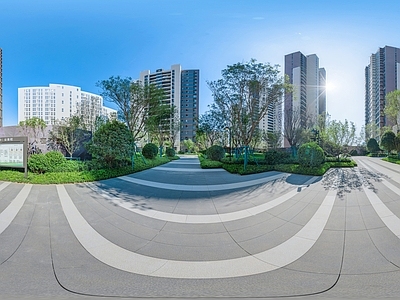 HDR城市小区社区广场全景