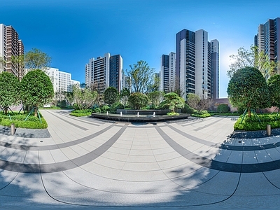 HDR城市小区社区广场全景