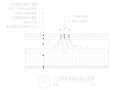 LED带状埋地灯做法详图 施工图