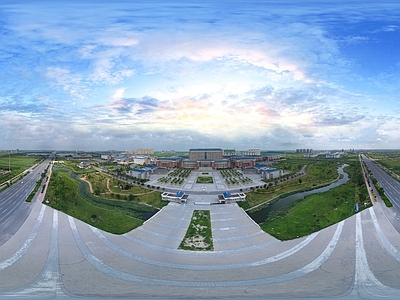 HDR城市小区社区广场全景