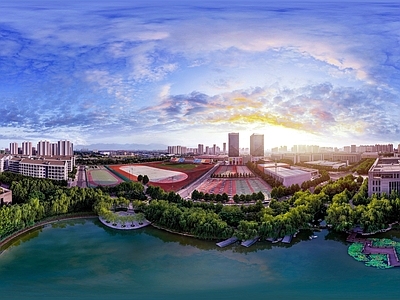 HDR城市小区社区广场全景