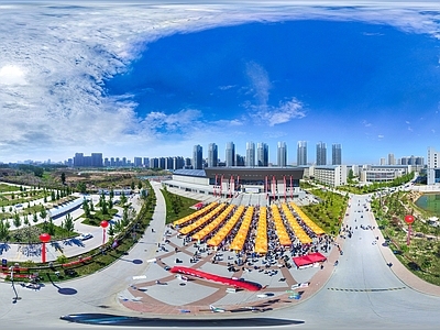 HDR城市小区社区广场全景